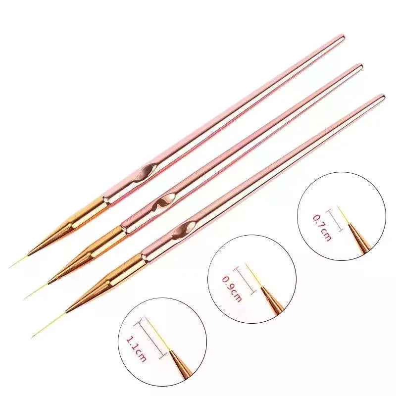 3-Pc Nail Art Liner Brush Set | Striping & French Tip Pens Nail Art Liner Brush QXL