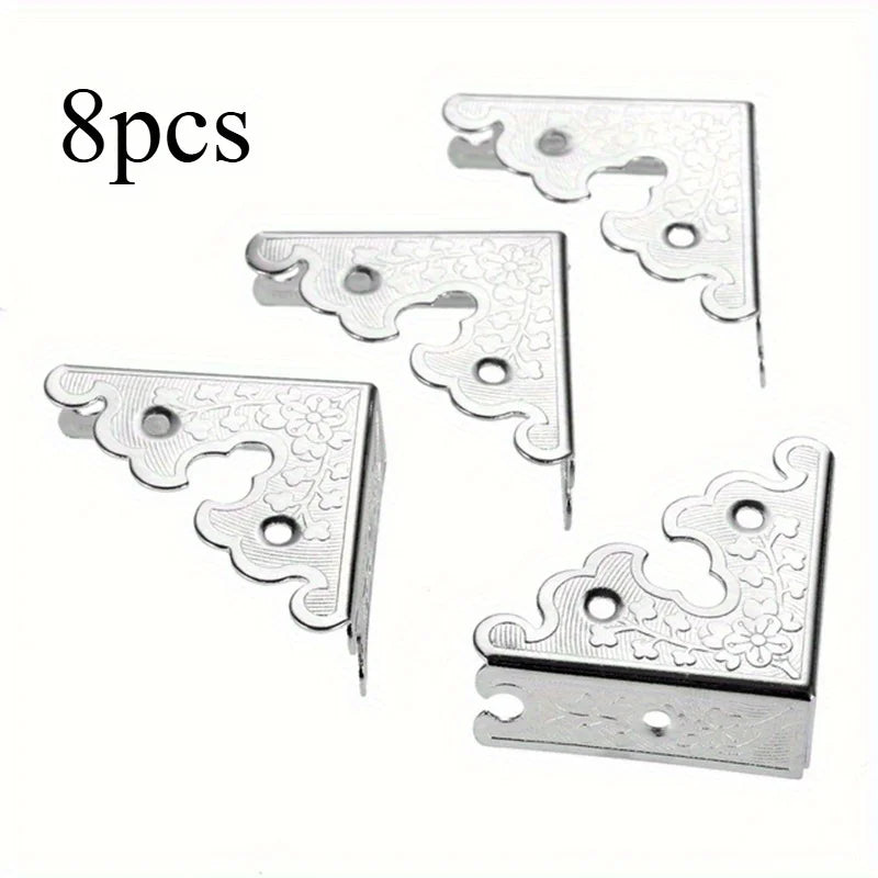 8-Pack 34mm Metal Box Corner Protectors – Decorative Iron Box Corner Protectors QXL Silvery