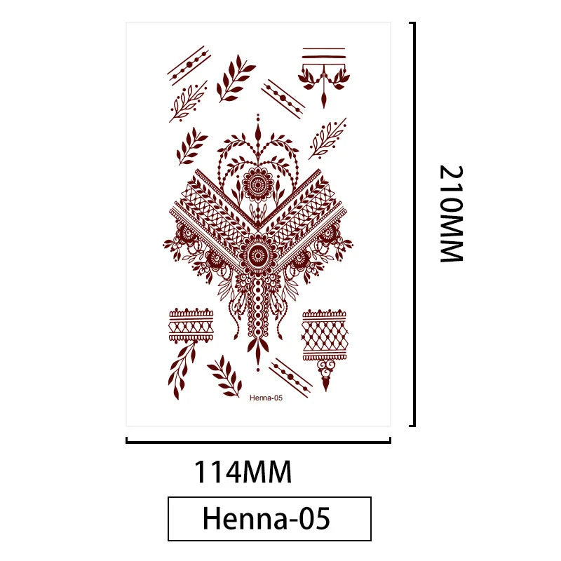 Brown Henna Mandala Temporary Tattoo Stickers – Hand & Finger Temporary Tattoo Stickers QXL HENNA-005