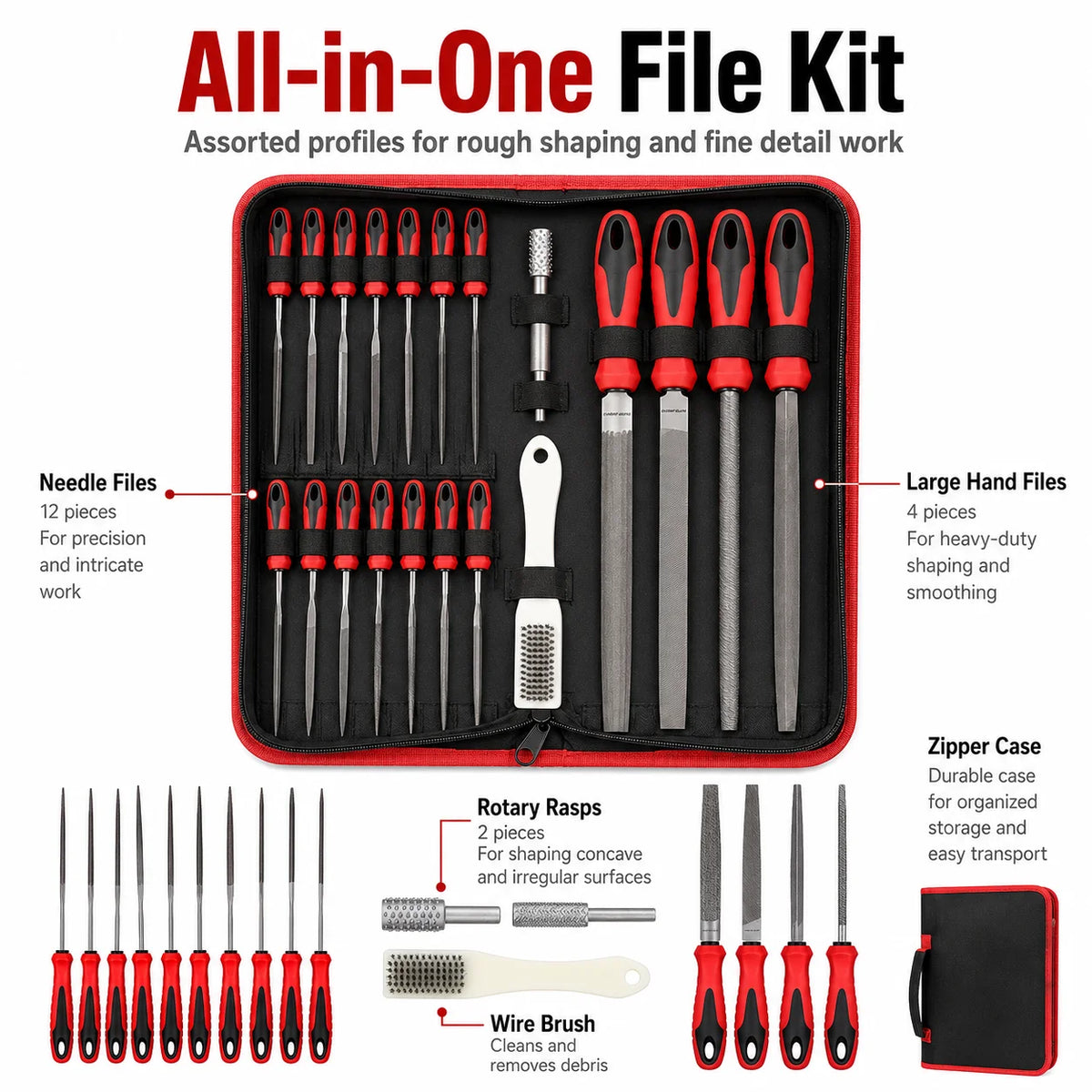 13-Pc Needle File Set | Alloy Steel Deburring & Engraving Kit Needle File Set QXL