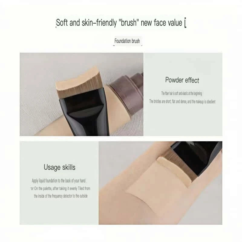 Arc-Shaped Flat Foundation Brush | Ultra-Thin Liquid Applicator Foundation Makeup Brush QXL