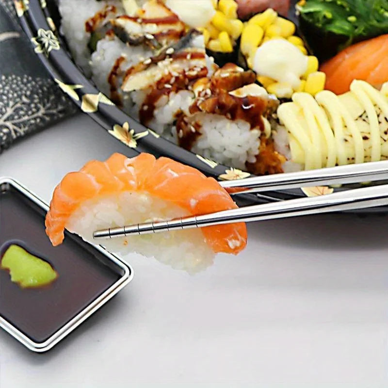 5-Pair Stainless Steel Non-Slip Chopsticks | Sushi & Asian Set Chopstick Set QXL