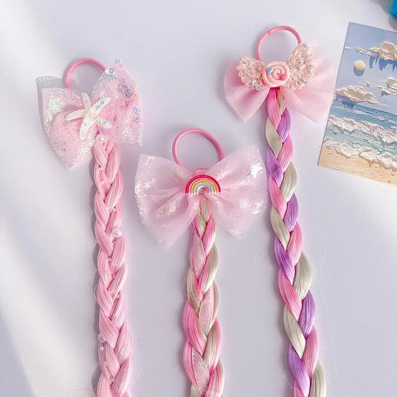 Girls Rainbow Mermaid Crochet Braid Hair Extensions – Colorful Braid Hair Extensions QXL
