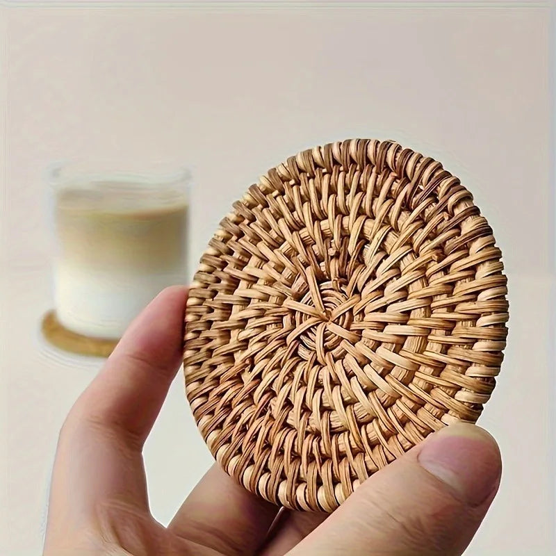 Autumn Rattan Braided Coaster | Elegant Home Decor Tableware Table Coaster QXL