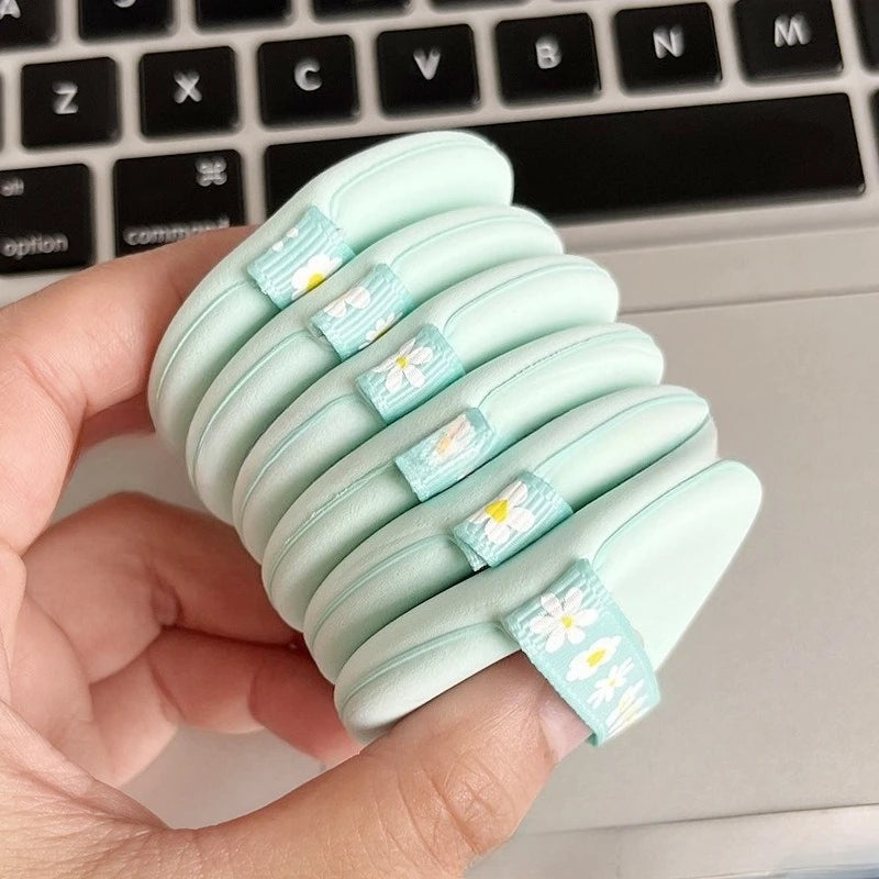 Green Ribbon Air Cushion Powder Puff | Non-Latex Makeup Sponge Cosmetic Powder Puff QXL