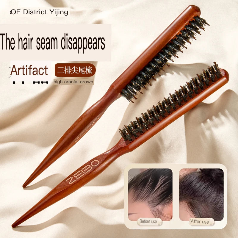 Wood Three-Row Teasing Comb | Anti-Static Fluffy Hair Styling Hair Teasing Comb QXL