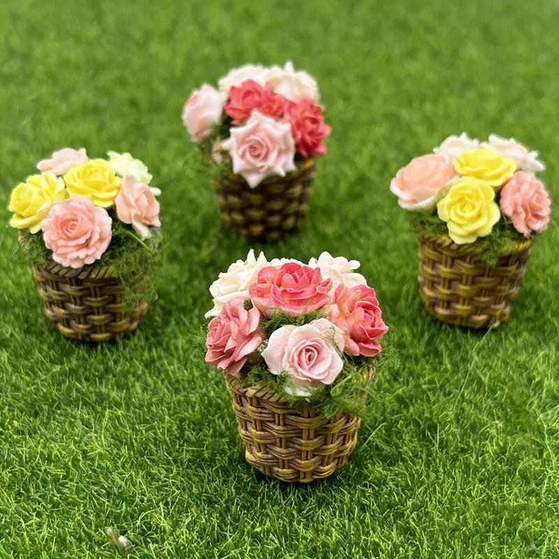 6-Piece Miniature Potted Flowers Set for Dollhouse Décor Dollhouse Miniatures QXL