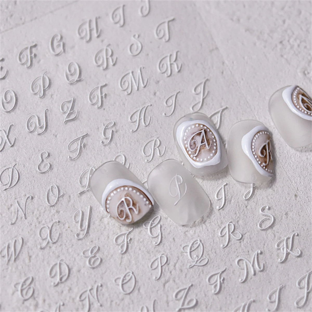 5D Retro English Letter Nail Stickers – Black & White DIY Art Nail Art Stickers QXL