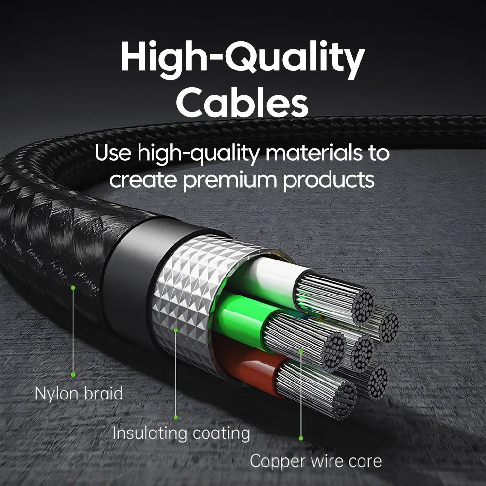 USB-C 240W Fast Charging Cable | Nylon Braided Digital Display USB-C Charging Cable QXL