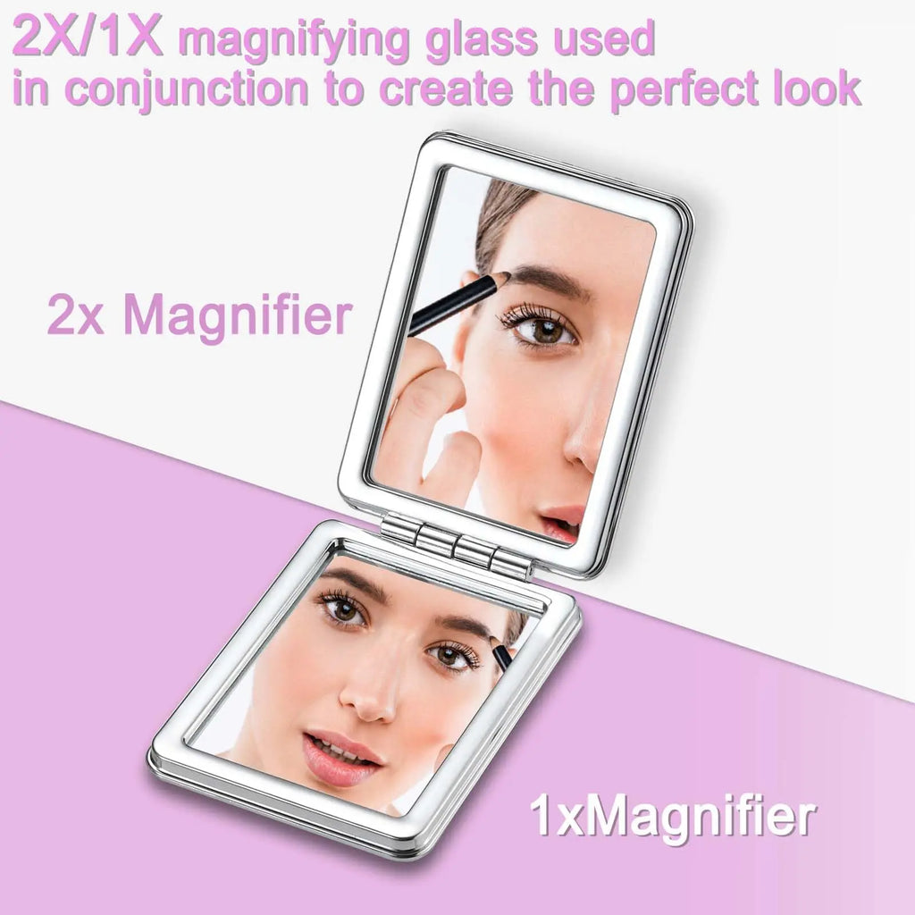 Double-Sided Magnifying Pocket Mirror | Compact Travel Mirror Compact Makeup Mirror QXL