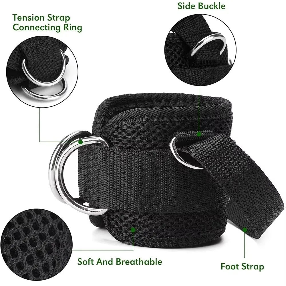 Neoprene Padded Gym Ankle Strap | Double D-Ring Cable Cuff Gym Ankle Strap QXL