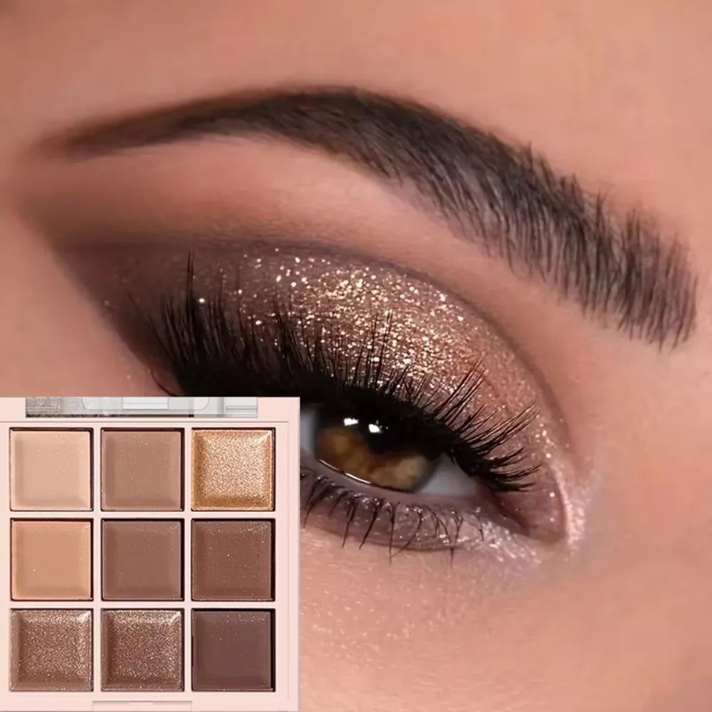 9-Color Chocolate Eyeshadow Palette | Matte & Shimmer Nude Eyeshadow Palette QXL