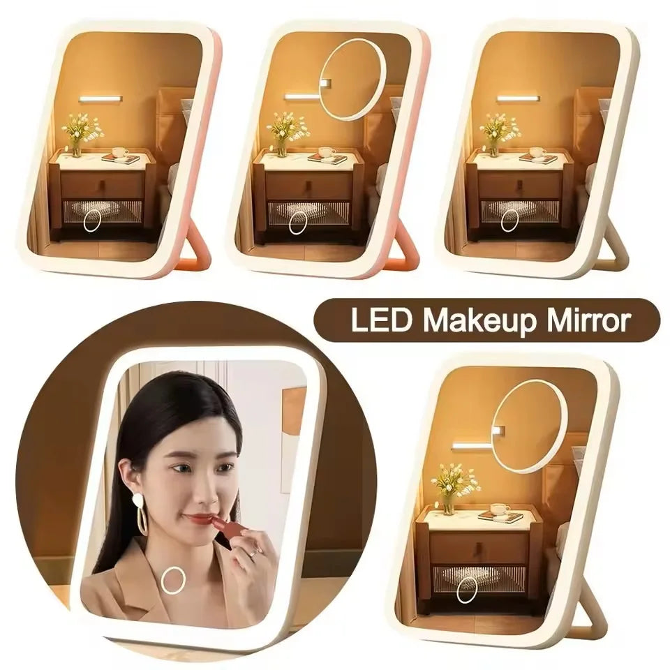 LED Makeup Mirror | 3-Color Light, Touch Control, USB LED Vanity Mirror QXL