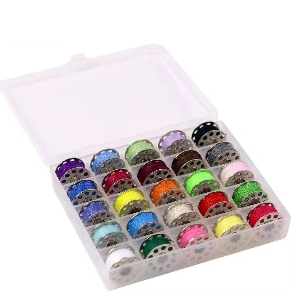 25 or 36 Color Metal Bobbin & Thread Set | Sewing Machine Bobbin Thread Set QXL