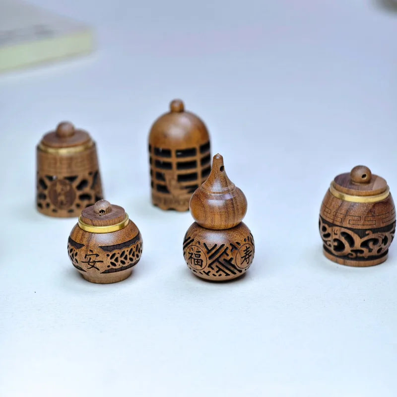 Hollow Carved Wood Essential Oil Diffuser Pendant | Car & Home Essential Oil Diffuser QXL