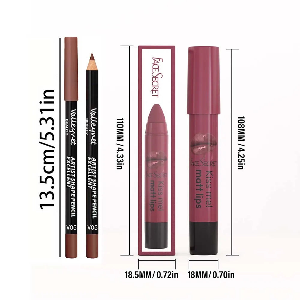 4-Piece Lip Kit – Waterproof Lip Liners & Long-Lasting Lipstick Lip Liner Set QXL