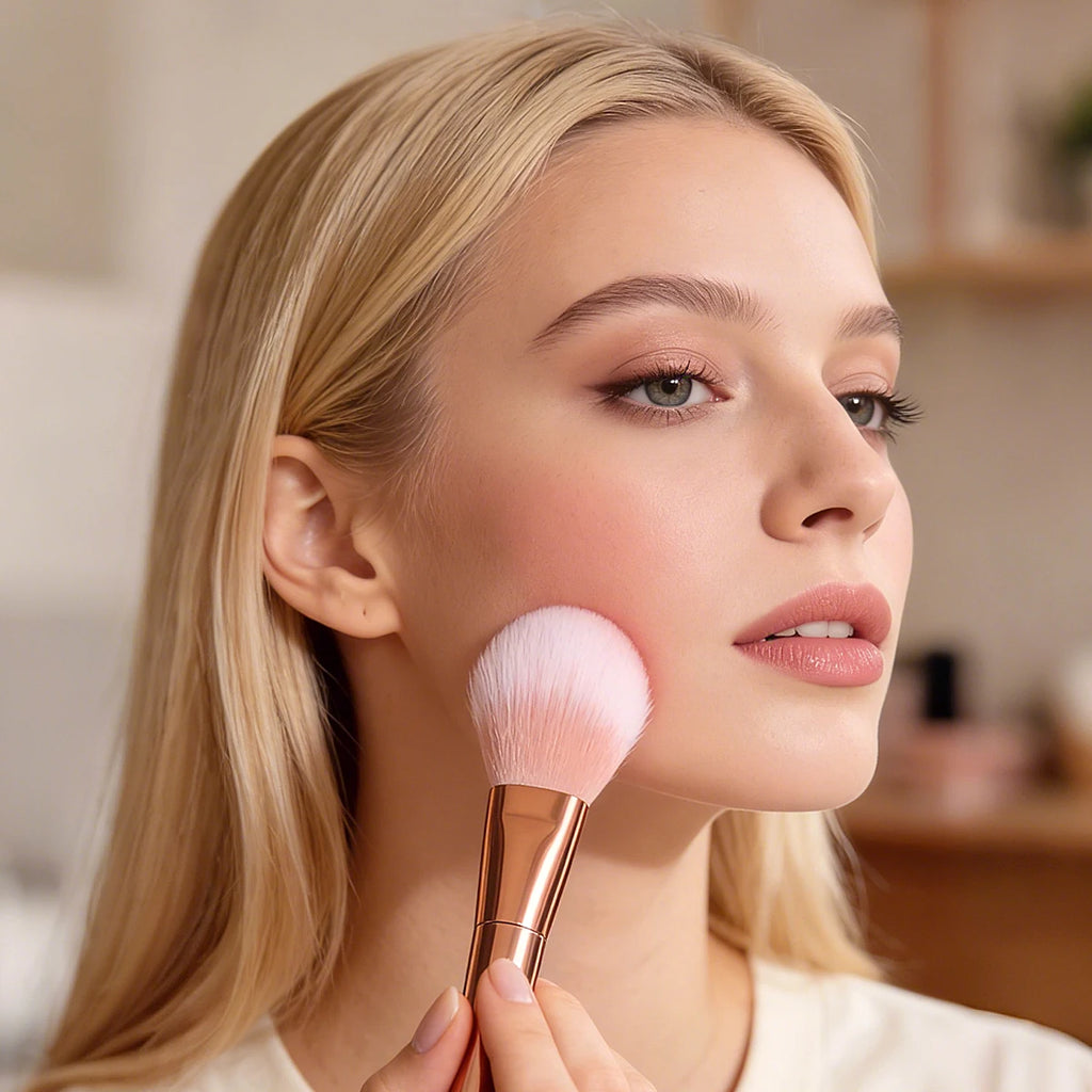 KOSSHOW 2-Pack Pink Gradient Blush Brushes – Rose Gold Handle Blush Brush Set QXL