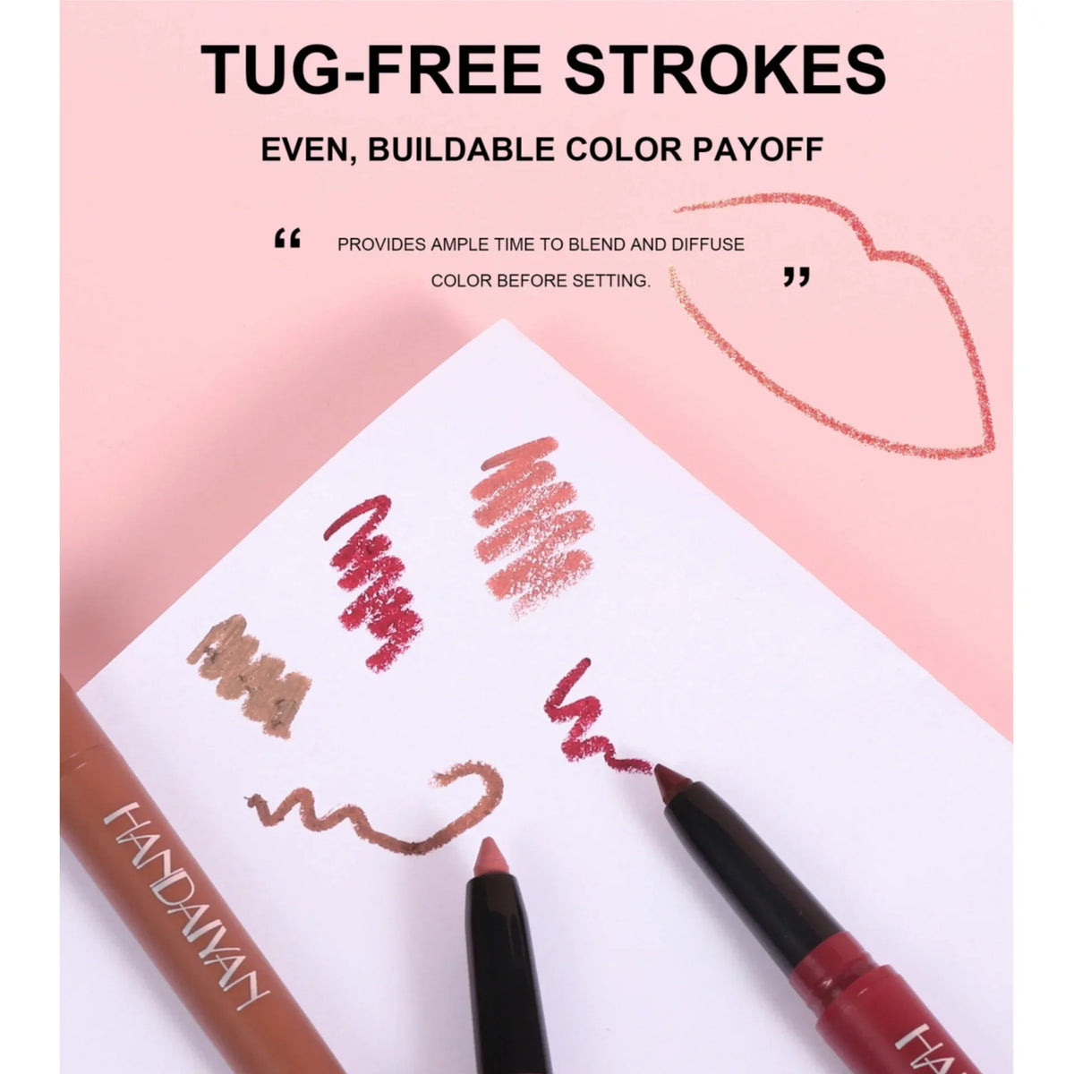 Handaiyan Matte Lip Liner Pen – 6 Shades, Waterproof Matte Lip Liner QXL