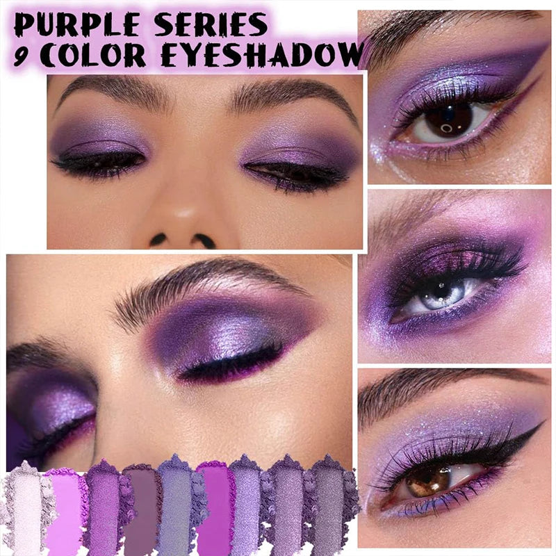 VERONNI 9-Color Purple Eyeshadow Palette | Matte & Shimmer Eyeshadow Palette QXL