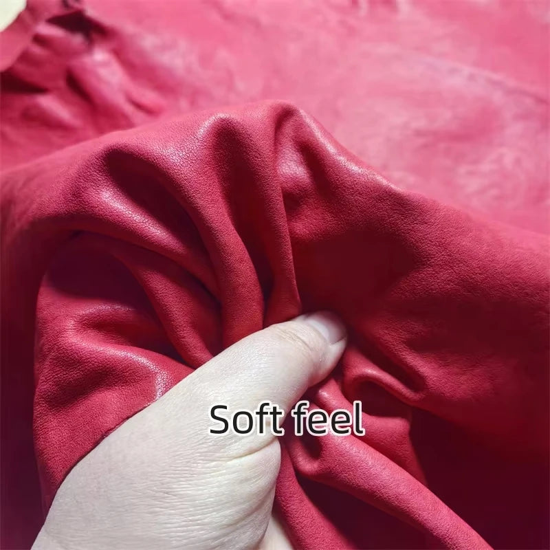 Red Embossed Sheepskin Leather 1.2–1.3mm | DIY Craft Fabric Leather Craft Fabric QXL