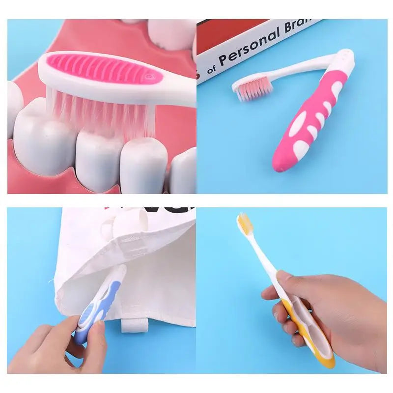 Folding Travel Toothbrush with Case | 2 & 4 Pack Compact Set Travel Toothbrush Set QXL