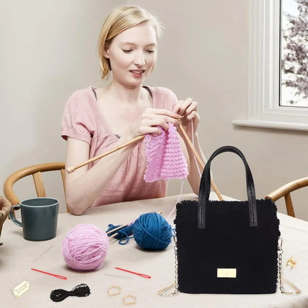 DIY Crochet Bag Kit | Mesh Canvas, Handles & Chain Hardware DIY Craft Kit QXL