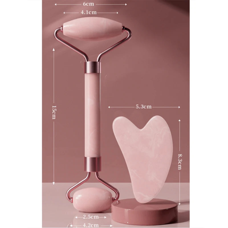 Face & Neck Jade Roller + Gua Sha Board | Resin Massager Set Facial Roller Set QXL
