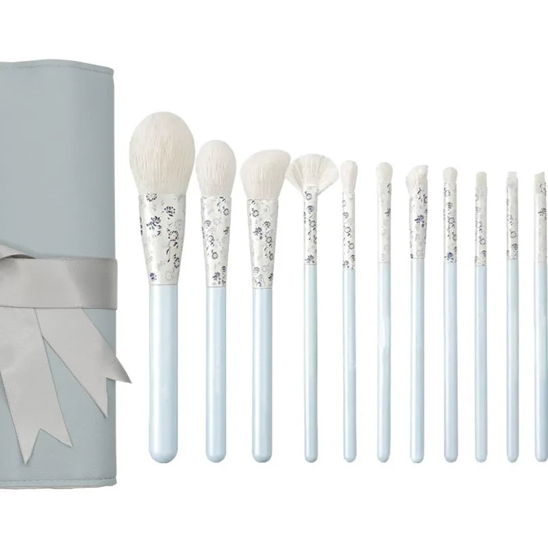 Blue & White Porcelain 12-Pc Pro Makeup Brush Set – Soft Makeup Brush Set QXL