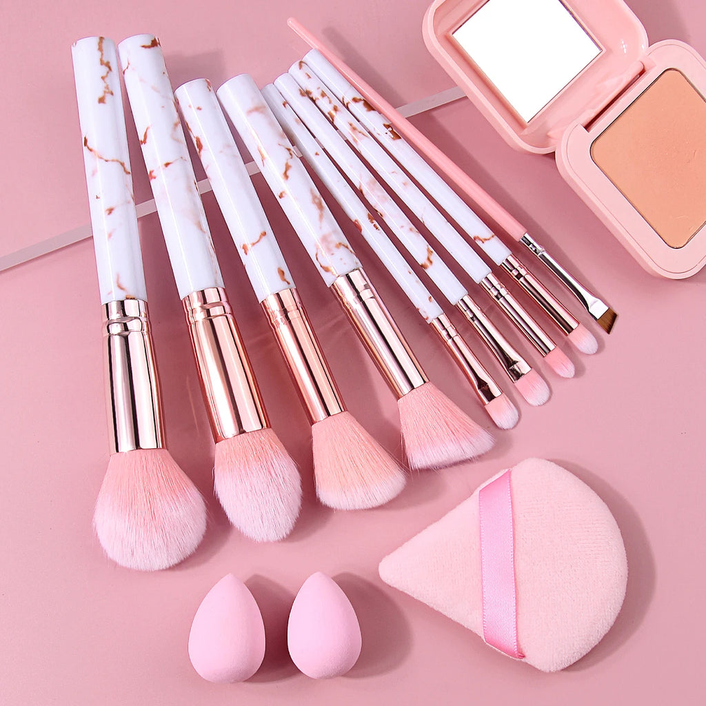 KOSSHOW 12-Pc Makeup Brush Set | White & Rose Gold + Sponges Makeup Brush Set QXL