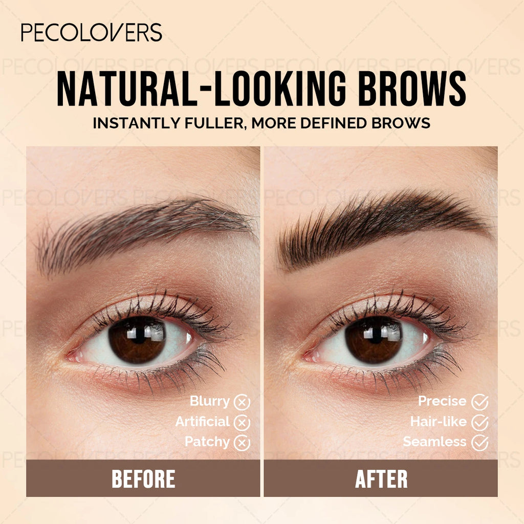 PECOLOVERS 4-Fork Liquid Eyebrow Pencil – Waterproof & Natural Liquid Eyebrow Pencil QXL