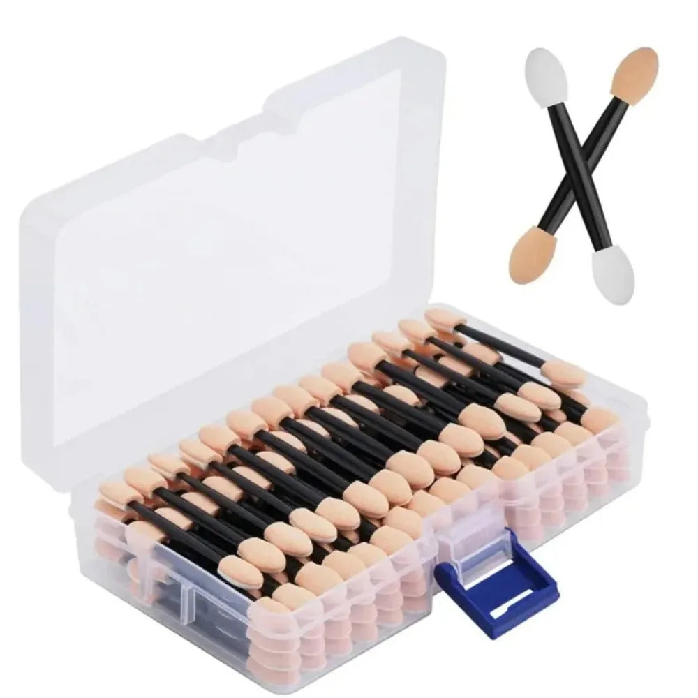 100-Pack Disposable Double-Headed Eyeshadow Sponge Applicators Eyeshadow Applicators QXL Black