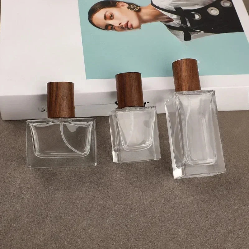 30ml & 50ml Wood Cap Refillable Glass Perfume Spray Bottle Perfume Spray Bottle QXL