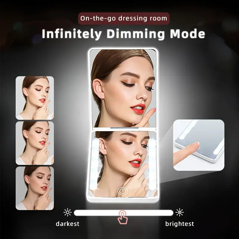Mini LED Pocket Makeup Mirror 3X Magnification & Tweezers LED Makeup Mirror QXL