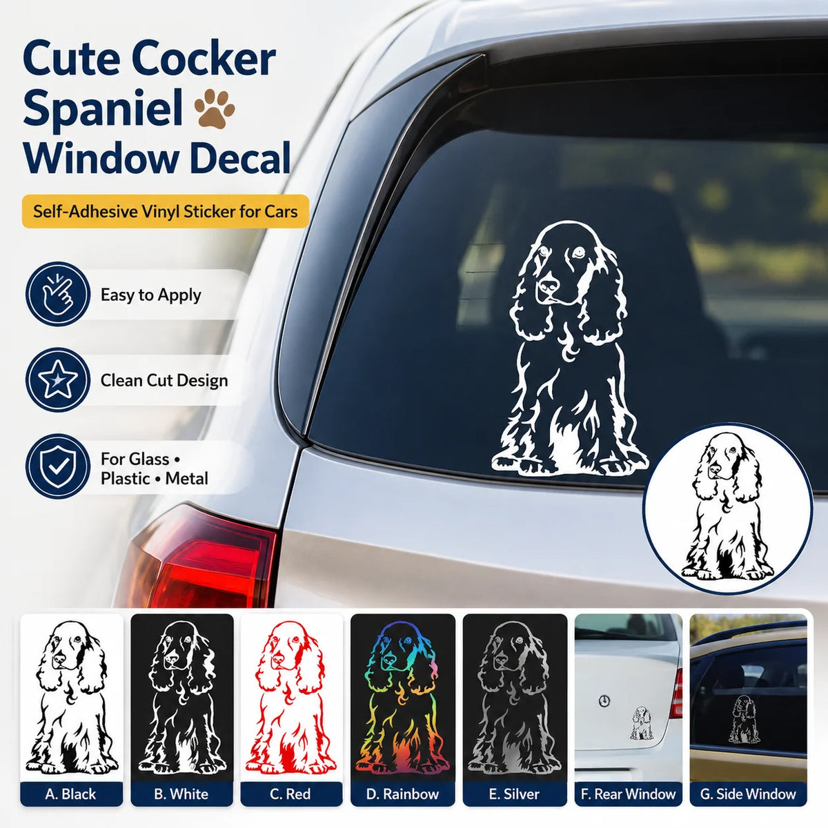 Cocker Spaniel Vinyl Decal | Waterproof Car & Laptop Sticker Vinyl Decal Sticker QXL