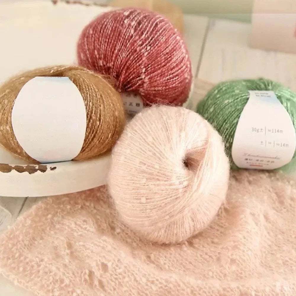 Pearl Mohair Yarn DIY Knitting Wool Blend Thread 30g 144m Mohair Knitting Yarn QXL