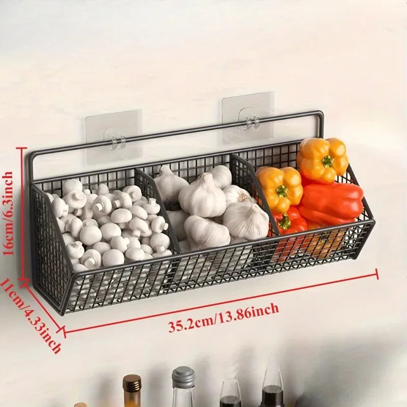 Punch-Free Wall Kitchen Storage Rack with Drain Basket Wall Storage Rack QXL