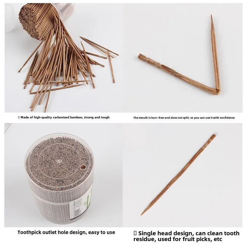 800-Pack Carbonized Bamboo Toothpicks | Eco-Friendly Picks Disposable Toothpicks QXL