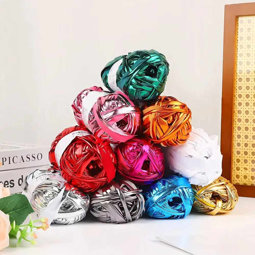 100m Metallic Fabric Strip Yarn | DIY Knitting & Crochet Craft Knitting Yarn QXL