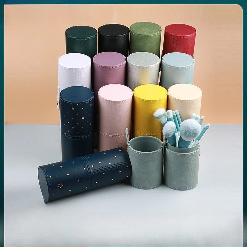 Large PU Leather Makeup Brush Holder & Desk Organizer Makeup Brush Holder QXL