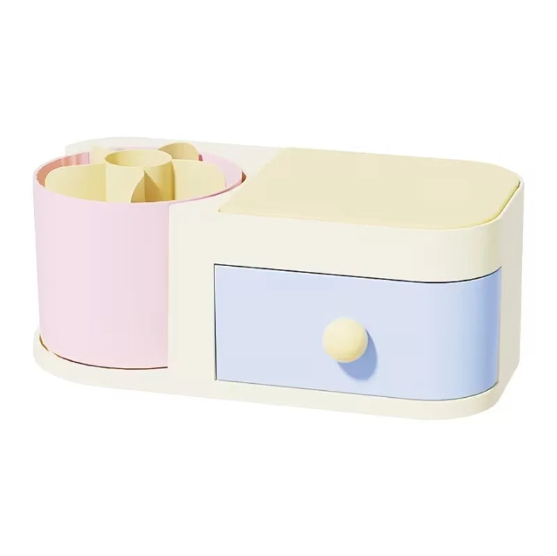 360° Rotating Makeup Brush Holder with Mirror & Jewelry Box Makeup Brush Organizer QXL 1 Pack