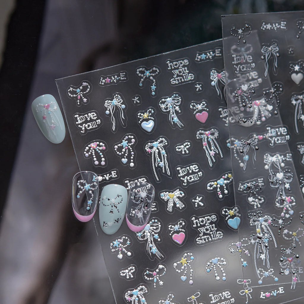 5D Kawaii Butterfly & Star Embossed Nail Art Stickers | NAILFYOU Nail Art Stickers QXL