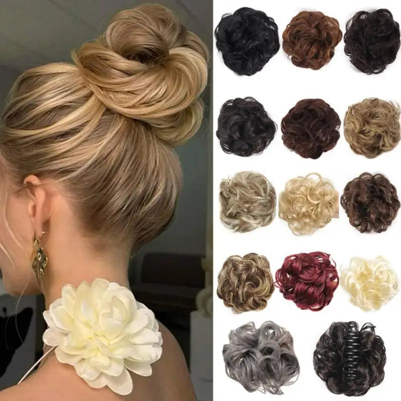 Synthetic Fluffy Curly Hair Bun Clip | Women's Hairpiece Clip-On Hair Bun QXL