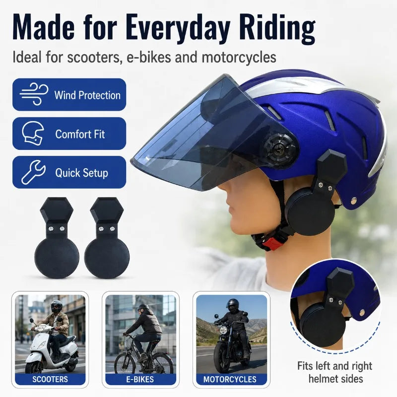 Clip-On Helmet Ear Covers | Wind Buffer for Scooter & E-Bike Helmet Ear Covers QXL