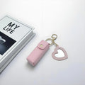 Mini PU Lipstick Case Keychain with Heart-Shaped Mirror Lipstick Case Keychain QXL Pink