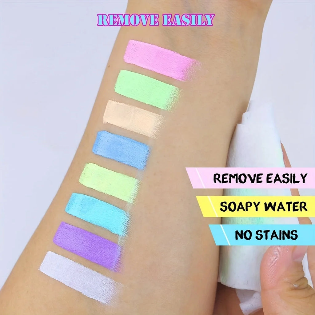 6-Color UV Glow Neon Face & Body Paint | Water-Activated UV Body Paint QXL