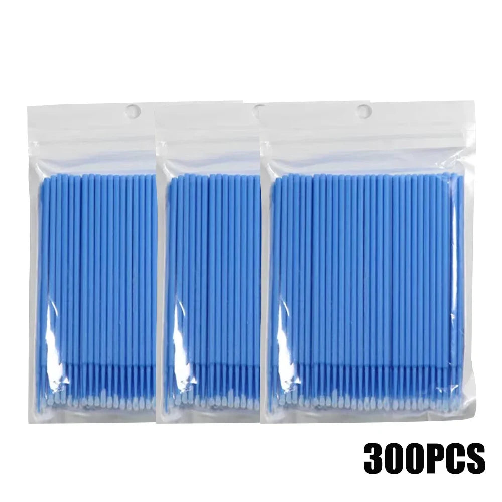 300-Pack Disposable Micro Brushes for Eyelash Extensions Lash Micro Brushes QXL M94 300pcs Blue