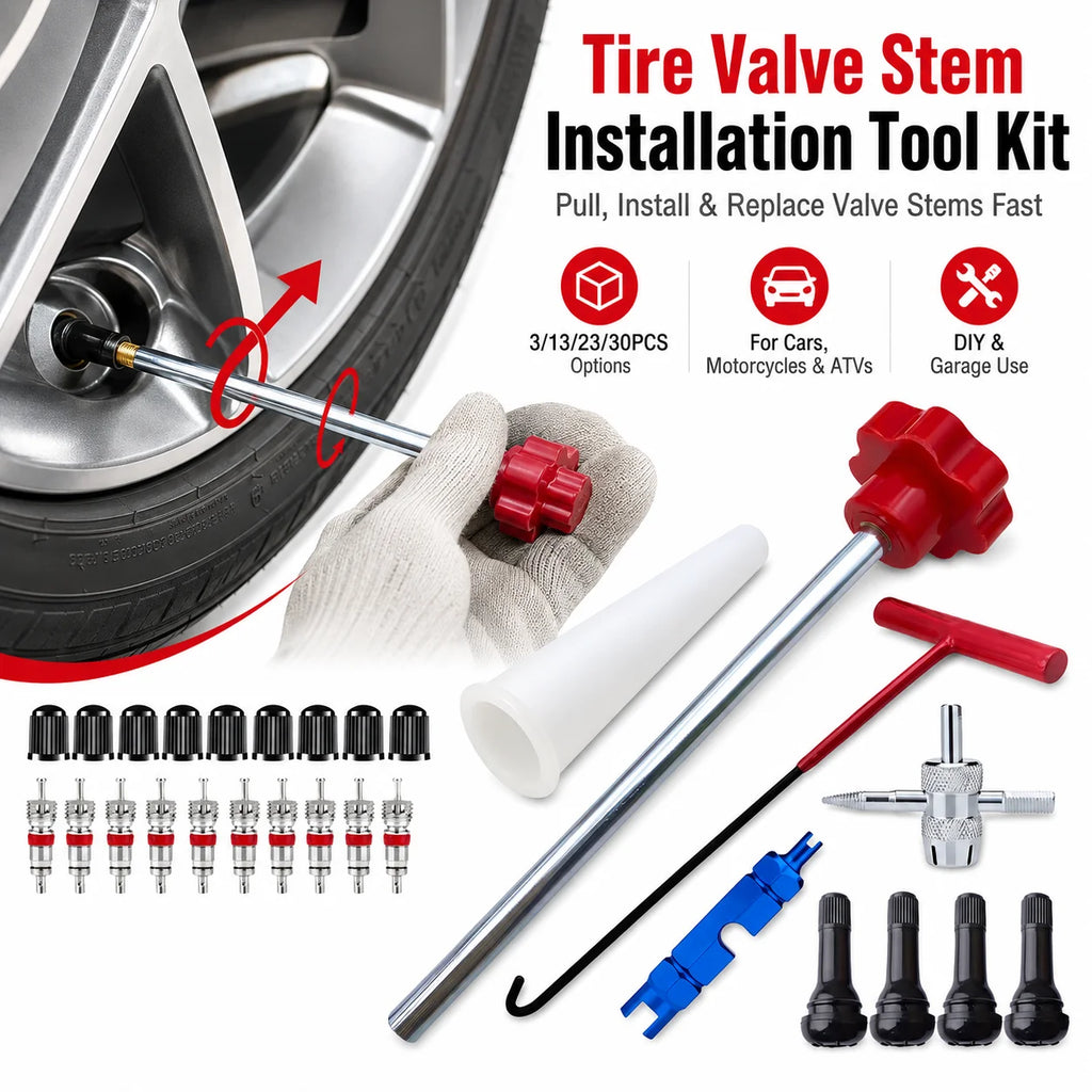 Tire Valve Stem Tool Kit | T-Handle Puller & Installer Set Tire Valve Tool Kit QXL