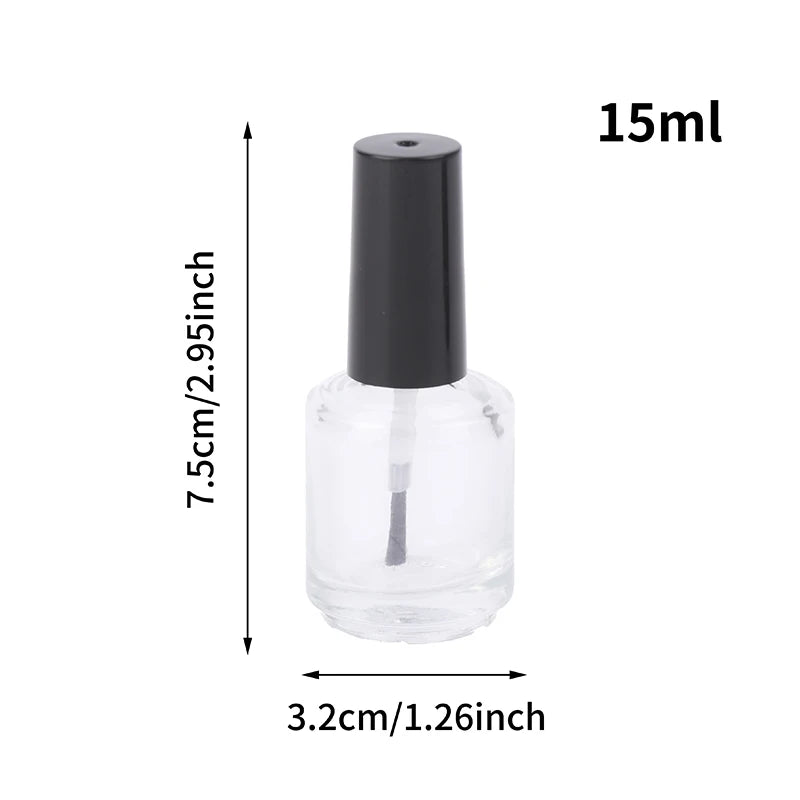 15ml Empty Glass Nail Polish Bottle with Brush & Lid Nail Polish Bottle QXL