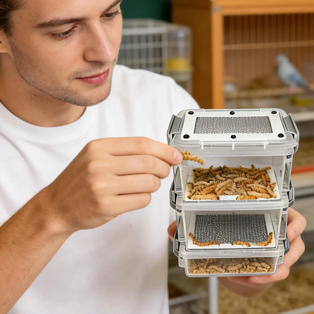 3-Layer Mealworm Breeding Kit | Transparent Feeder Breeder Box Insect Breeding Kit QXL