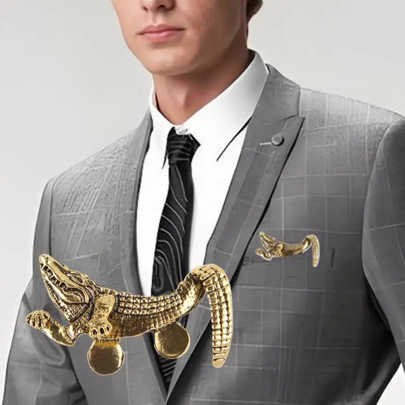 Vintage Crocodile & Octopus Men's Suit Lapel Brooch Pin Lapel Brooch Pin QXL